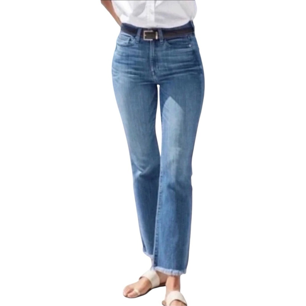 AYR The Bomb Pop Medium Wash Straight Leg Raw Hem Jeans Sz 29S Premium Denim